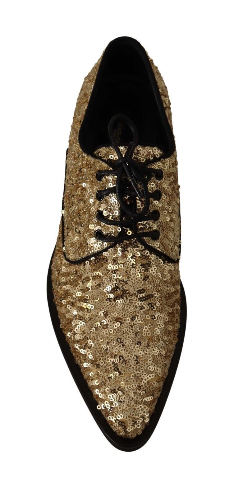 Elegant Golden Sequined Brogue Dress Shoes