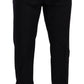Elegant Black Striped Wool Suit