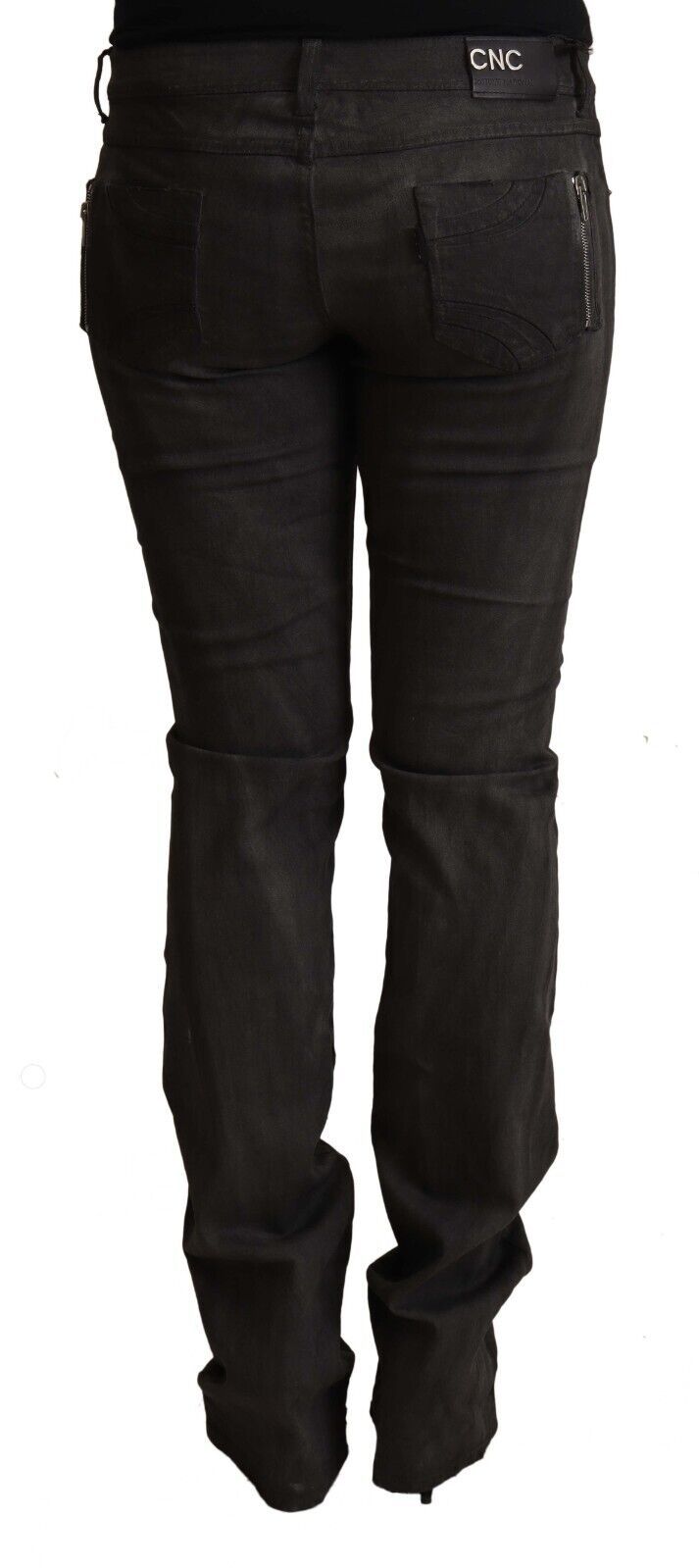 Black Cotton Mid Waist Skinny Pants