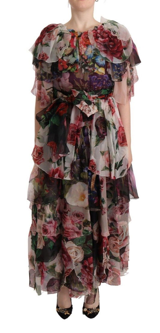 Elegant Silk Floral Maxi Dress