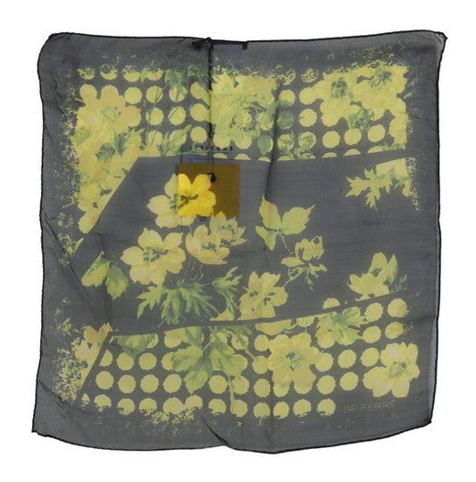 Black Yellow Floral Wrap Shawl Foulard Scarf