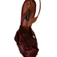 Burgundy Bow Applique Leather Heels