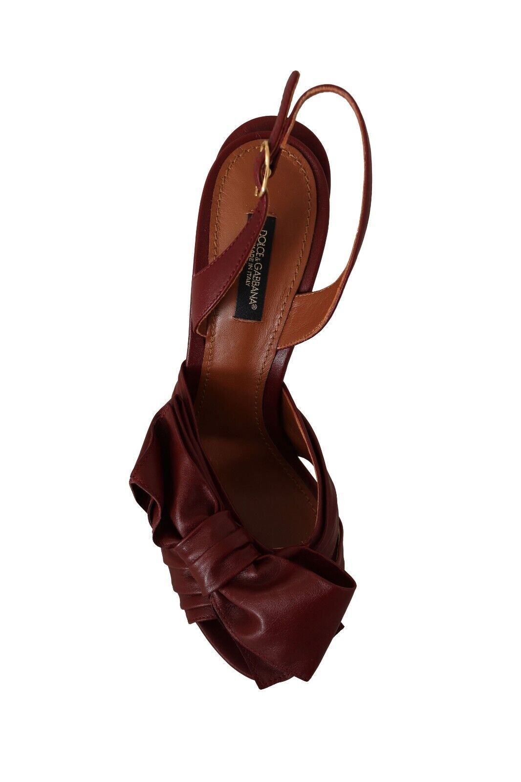 Burgundy Bow Applique Leather Heels