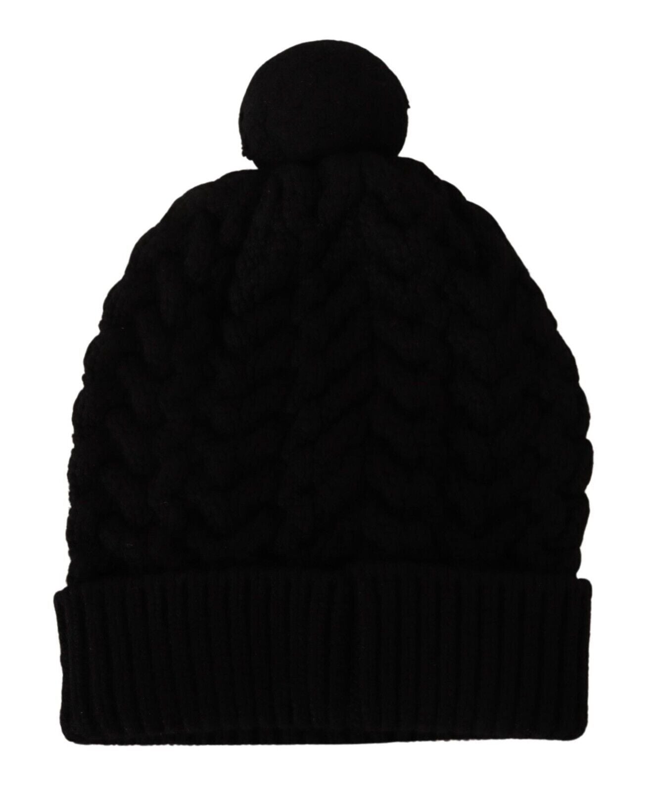 Elegant Black Cashmere Beanie with Logo Embroidery