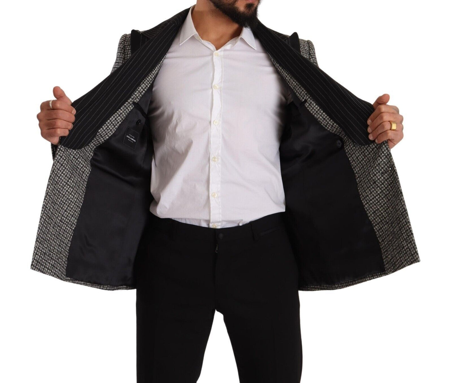 Gray Wool Double Breasted Jacket Coat Blazer