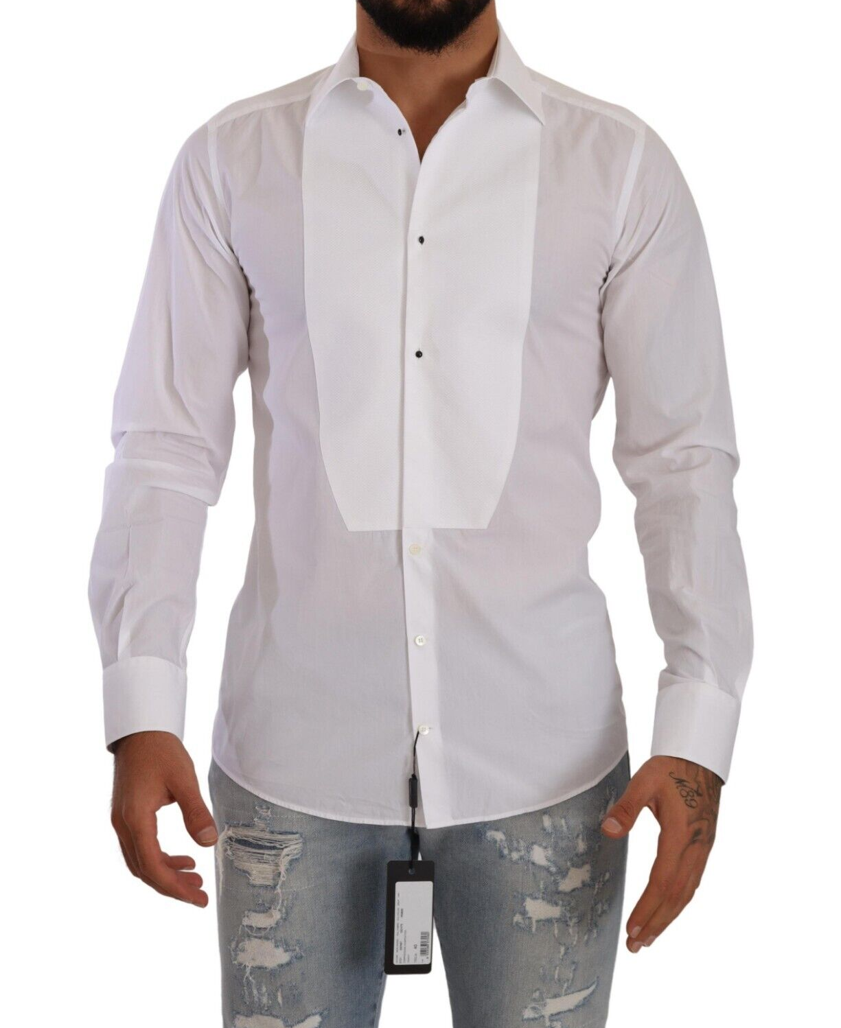 Elegant White Cotton Poplin Slim Fit Shirt