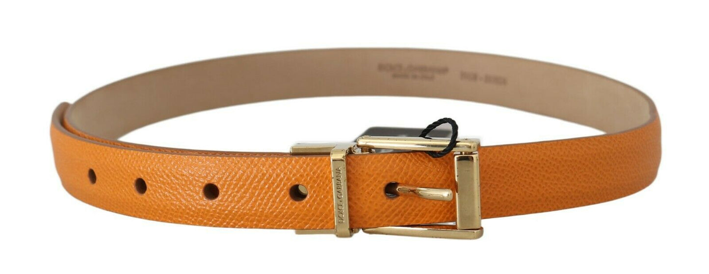 Elegant Dauphine Leather Waist Belt in Orange