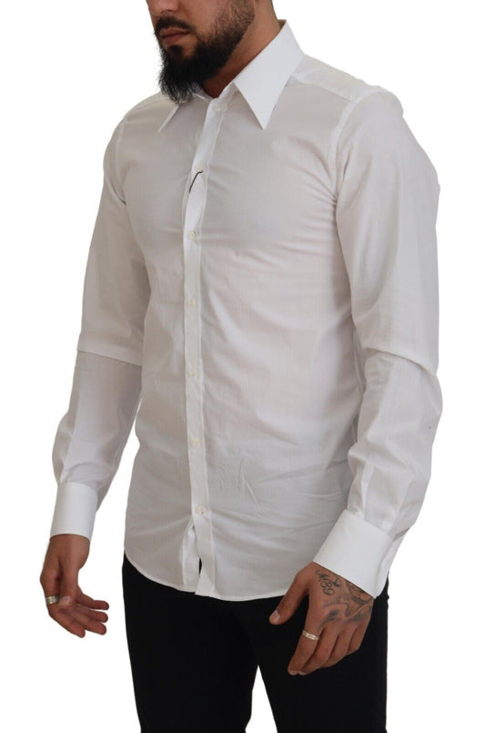 Elegant White Slim Fit Dress Shirt