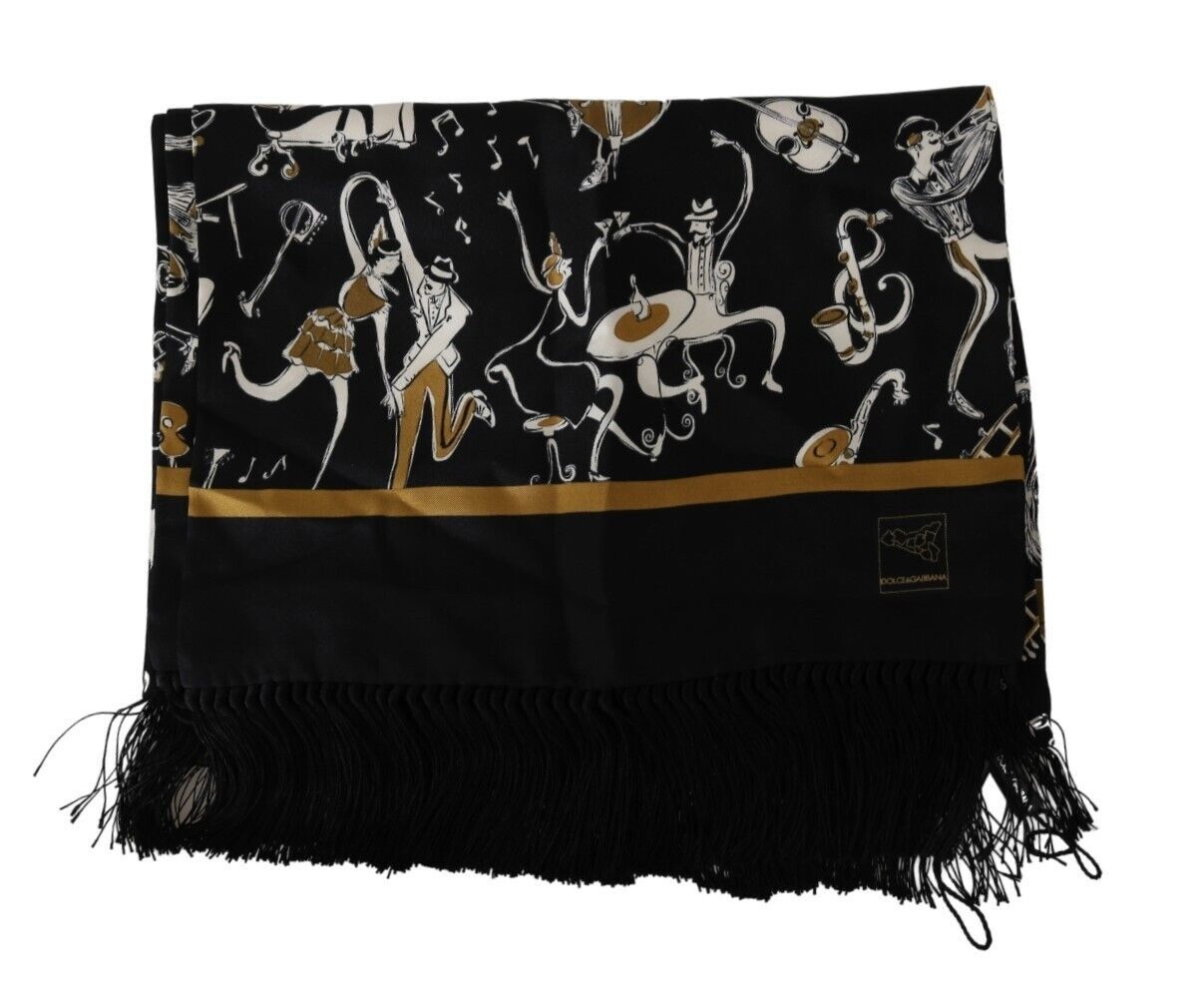 Elegant Instrument Print Silk Scarf