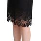 Elegant Floral Lace Pencil Skirt in Black