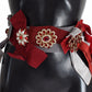 Crystal-Embellished Red Silk-Cotton Belt
