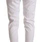 Chic White Mid Waist Skinny Cropped Pants