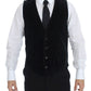 Black Cotton Single Breasted Vest Gilet