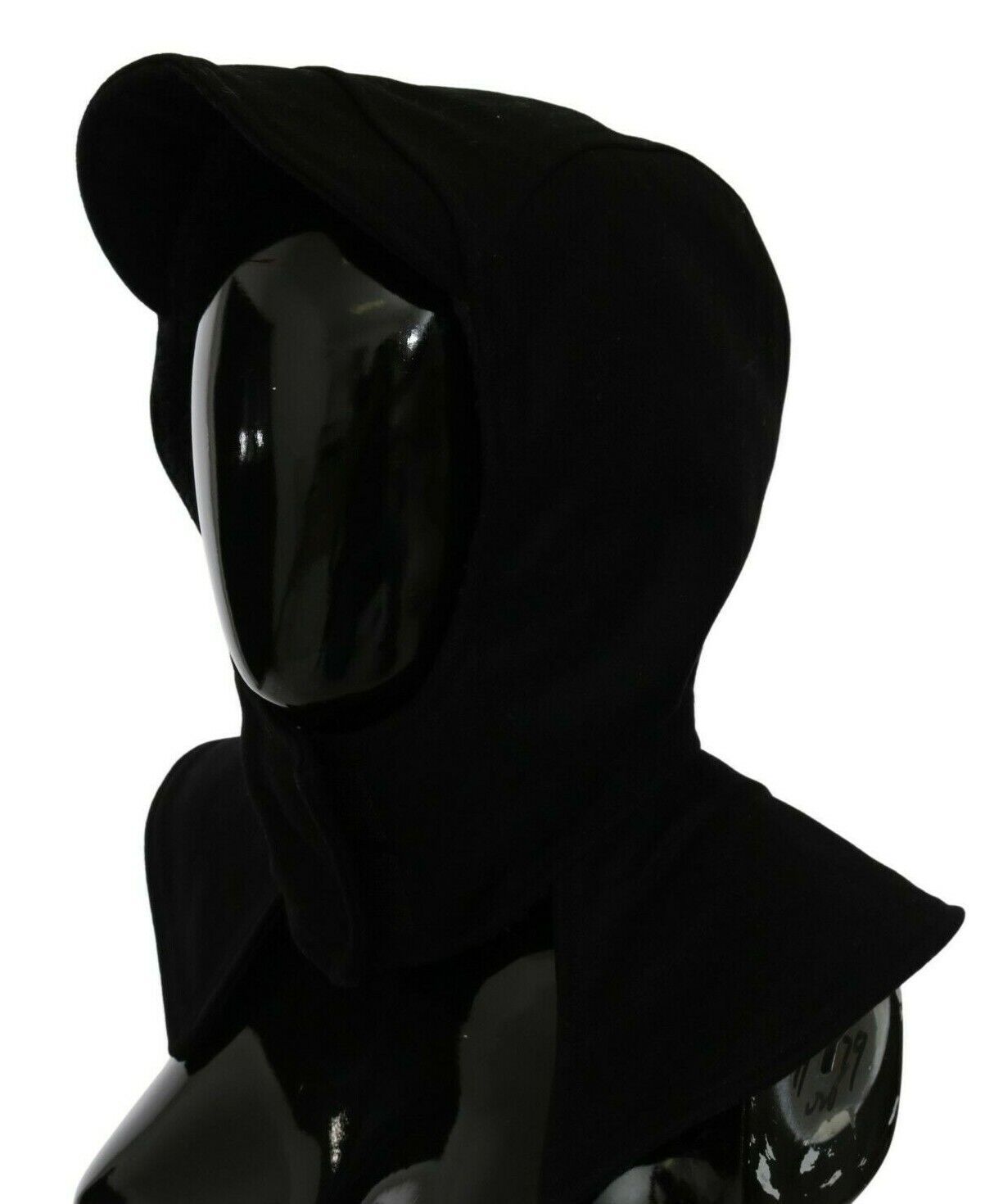 Chic Black Hooded Scarf Hat by Top Designer