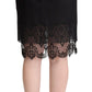 Elegant Floral Lace Pencil Skirt in Black
