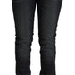 Black Washed Cotton Low Waist Slim Fit Denim Jeans