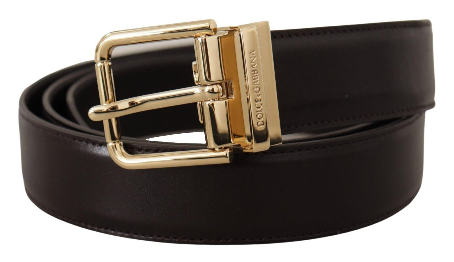 Elegant Dark Brown Leather Belt