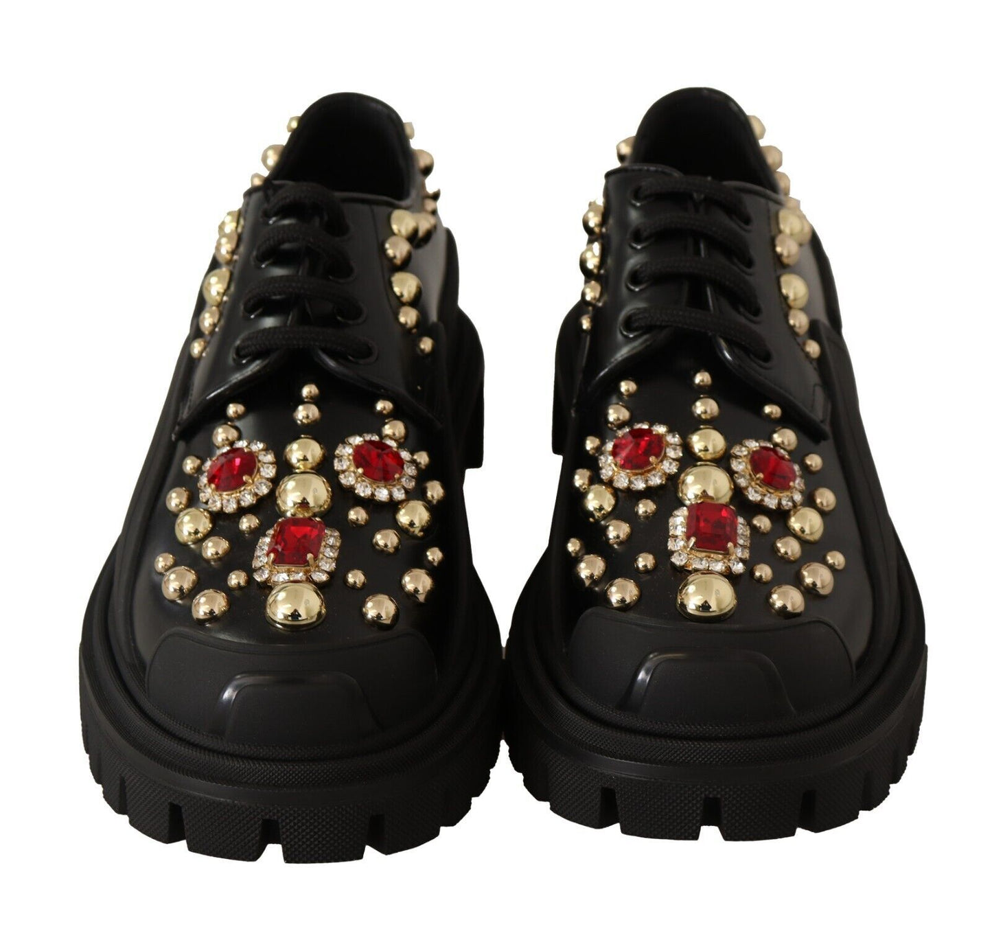 Elegant Crystal-Embellished Derby Shoes