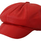 Exquisite Red Leather Cabbie Hat