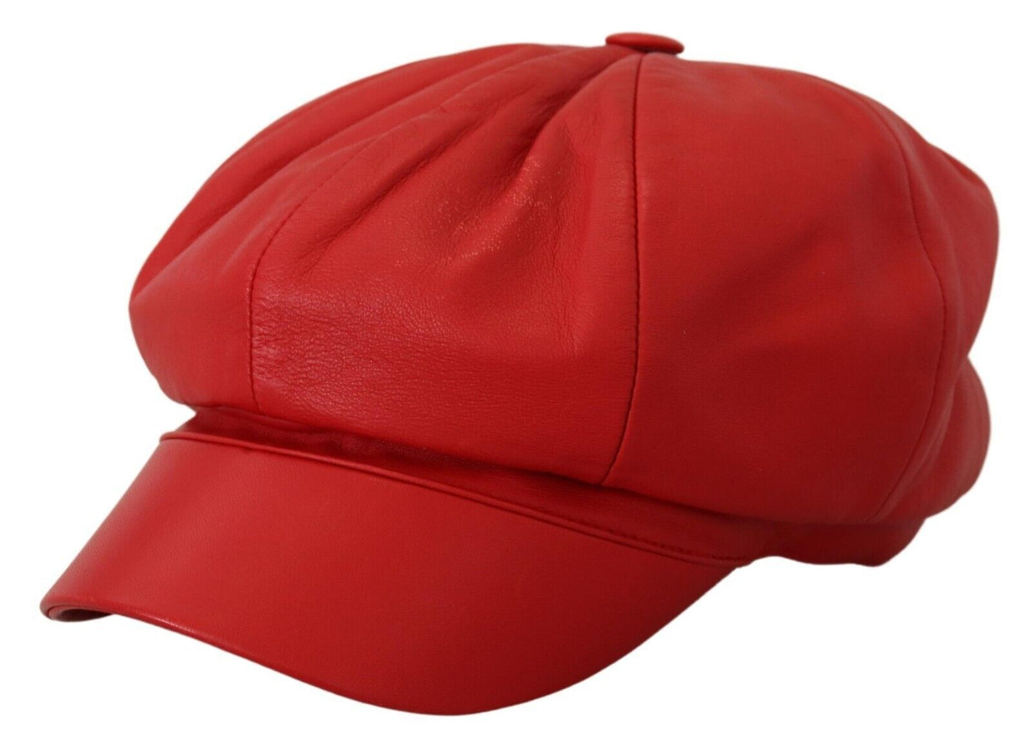 Exquisite Red Leather Cabbie Hat