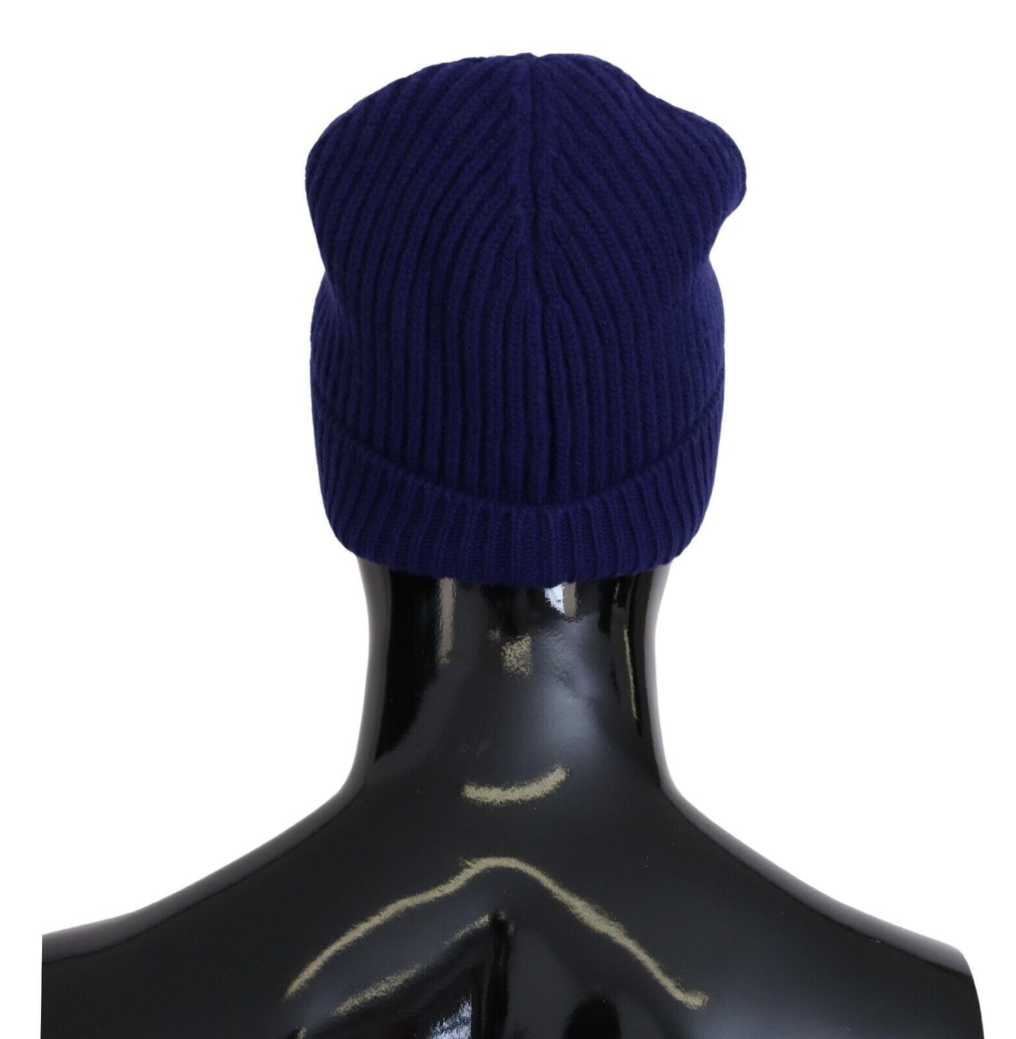 Elegant Blue Virgin Wool Beanie Hat for Men