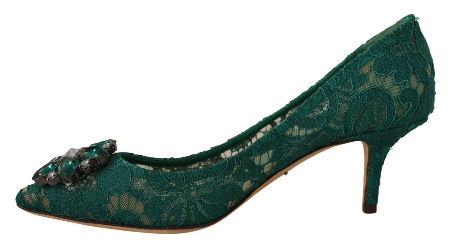 Emerald Taormina Lace Crystal Pumps