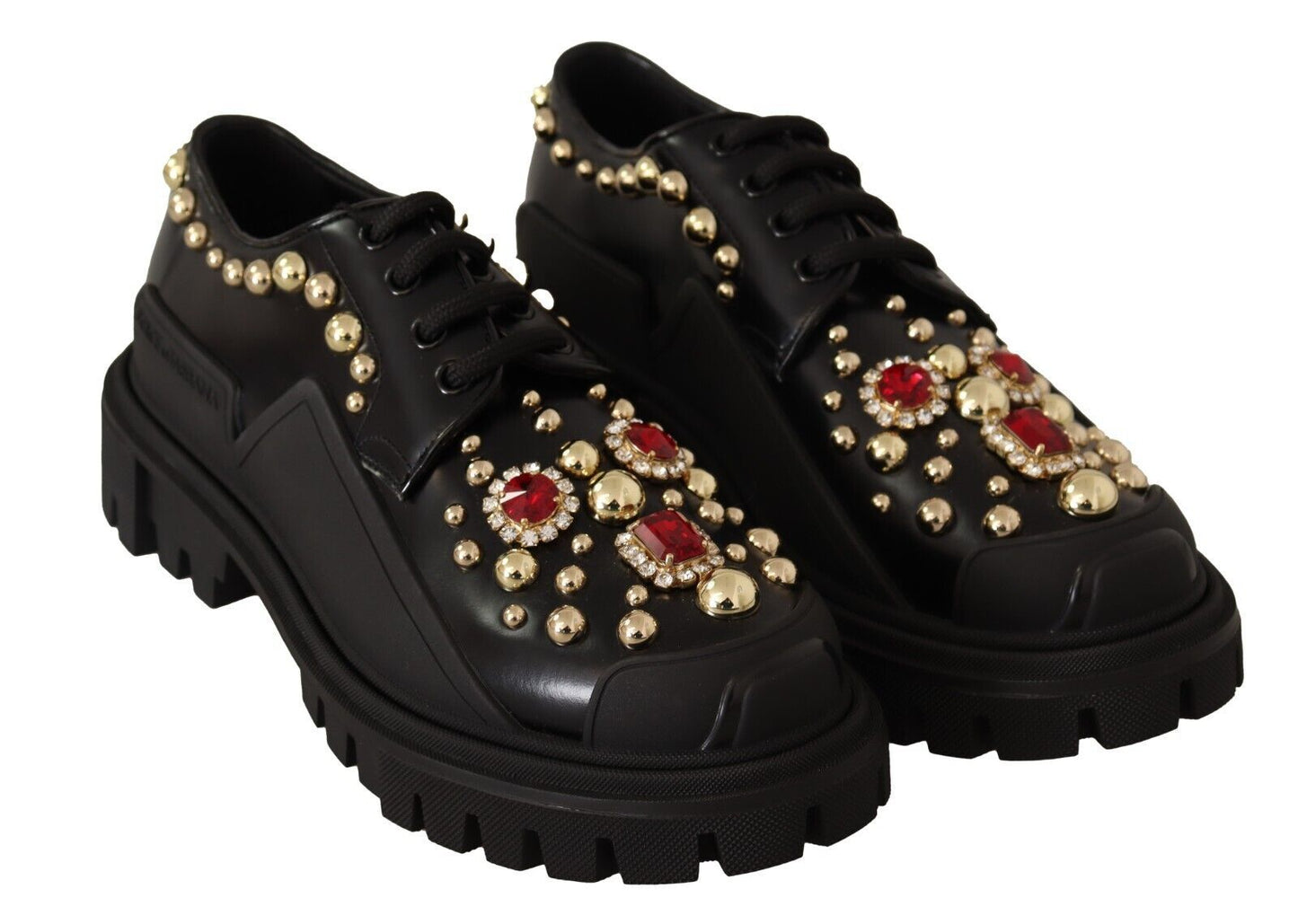 Elegant Crystal-Embellished Derby Shoes