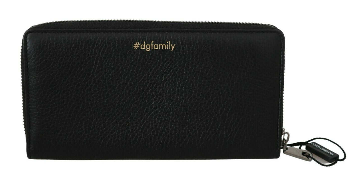 Elegant Black Leather Continental Clutch Wallet