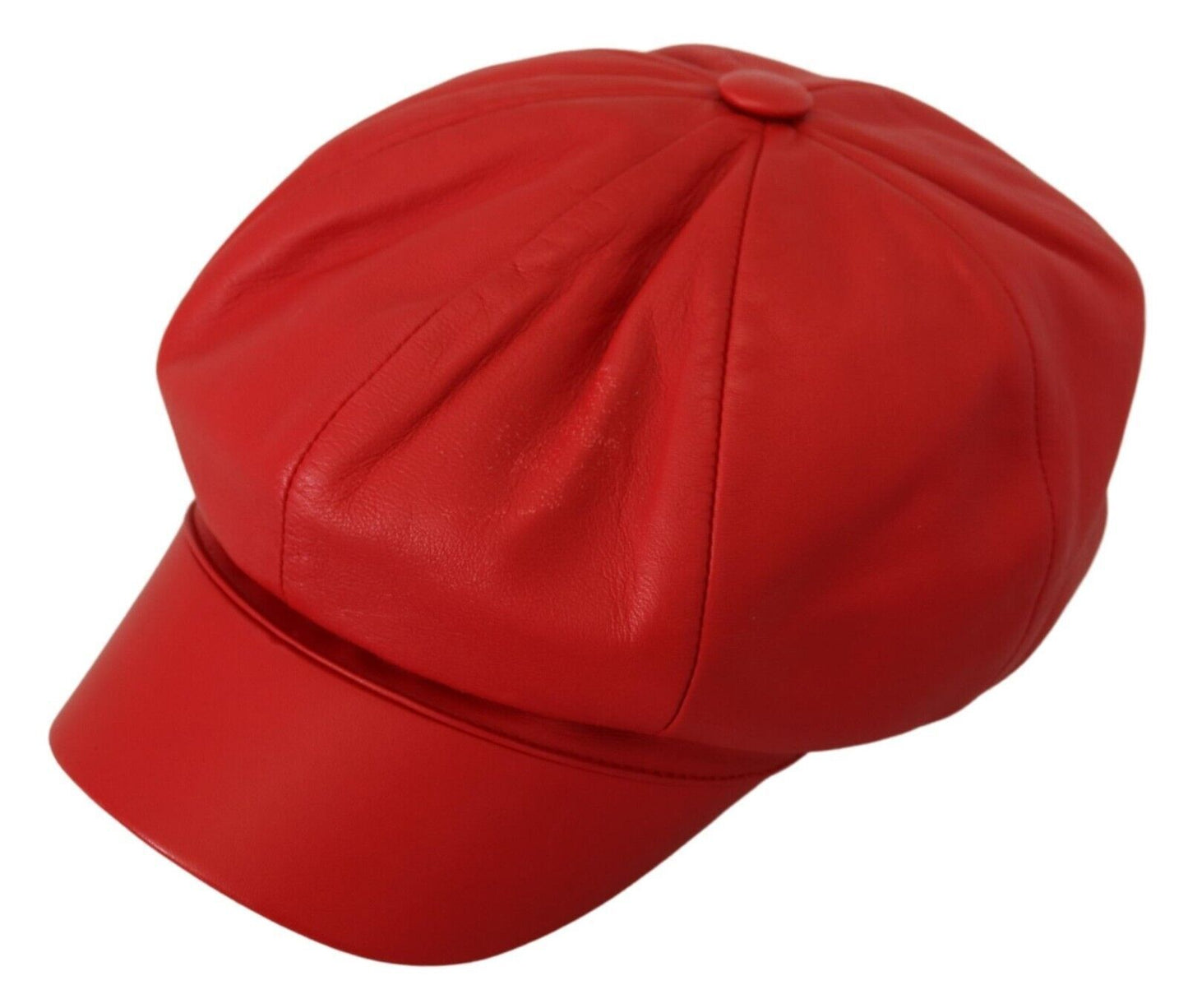 Exquisite Red Leather Cabbie Hat