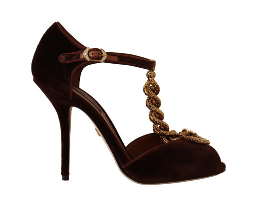 Maroon Devotion T-Chain Heels Sandals