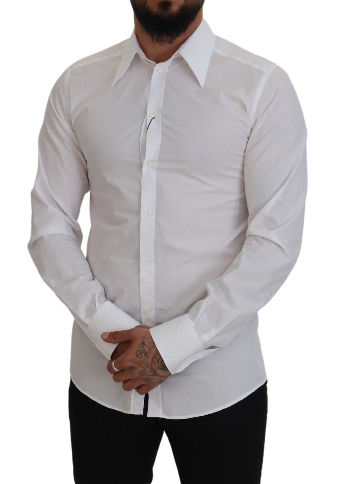 Elegant White Slim Fit Dress Shirt