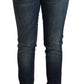 Blue Washed Cotton Low Waist Slim Fit Denim Jeans