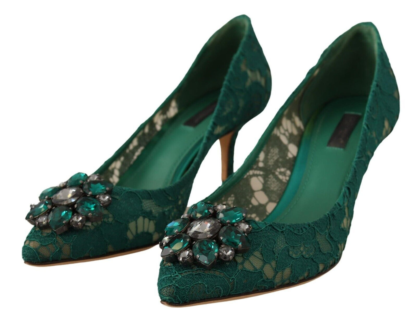 Emerald Taormina Lace Crystal Pumps