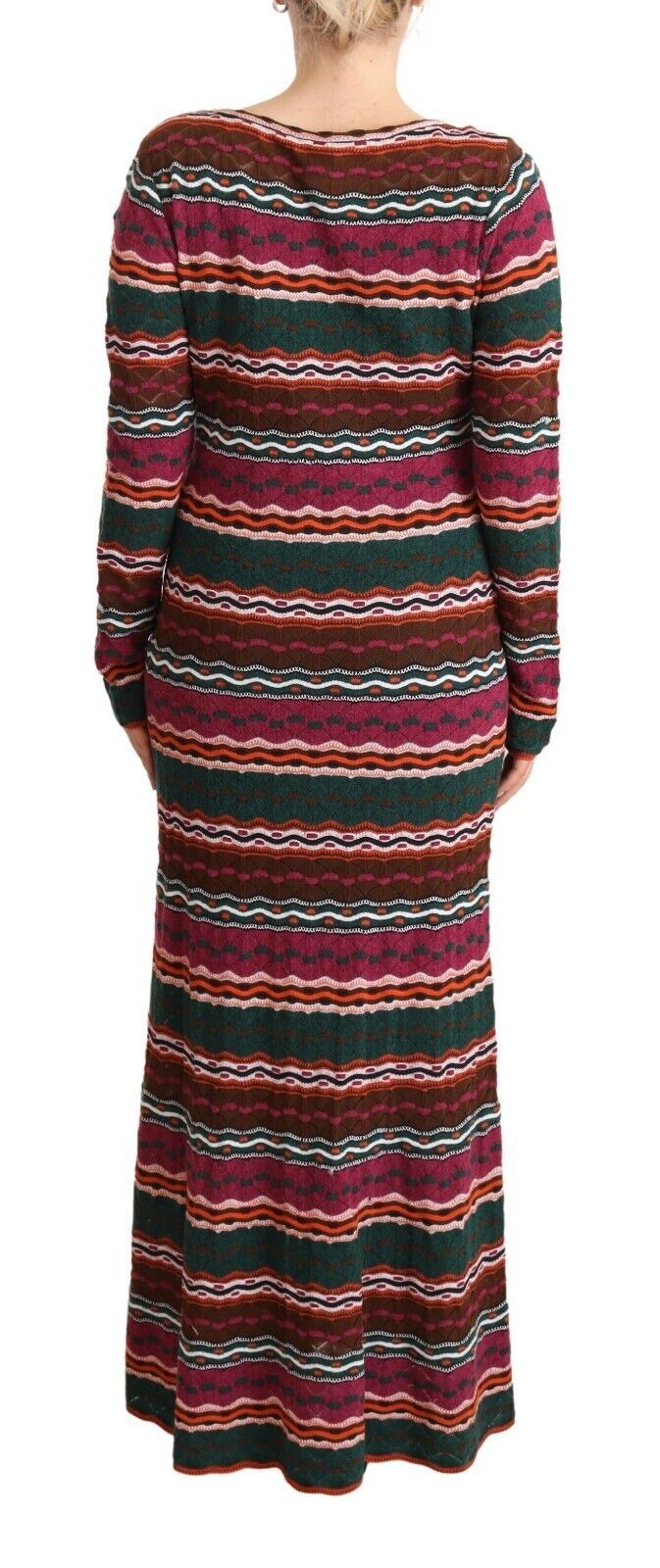 Multicolor Stripe Wool Knitted Maxi Sheath Dress