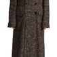 Brown Wool Double Breasted Trench Coat Jacket