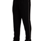 Elegant Silk Jogging Pants with White Stripe Detail