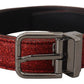 Elegant Red Leather Classic Belt