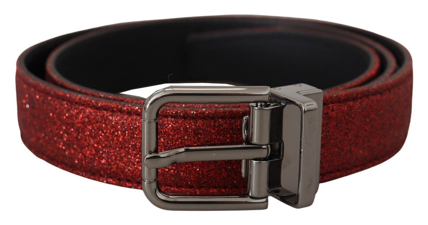 Elegant Red Leather Classic Belt