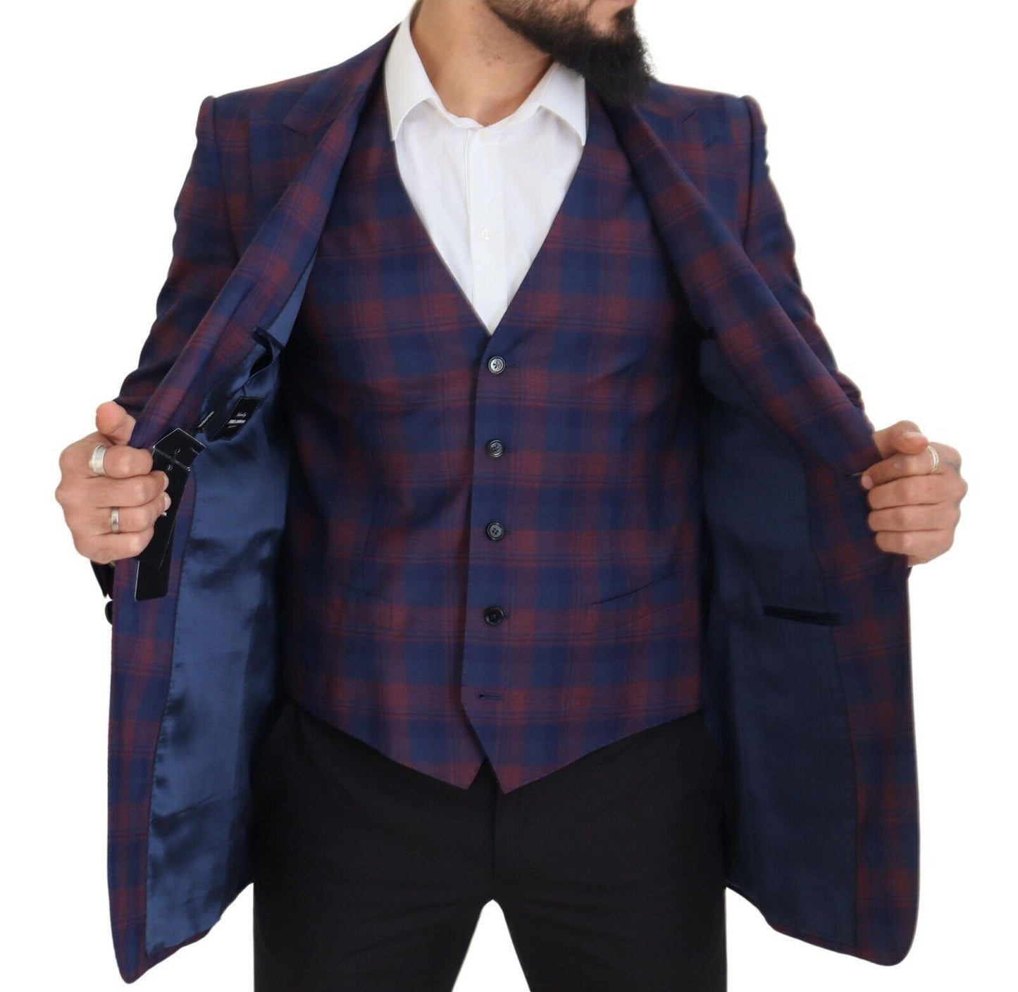 Elegant Purple Wool Blazer and Vest Set