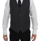 Gray Striped Wool Single Breasted Vest