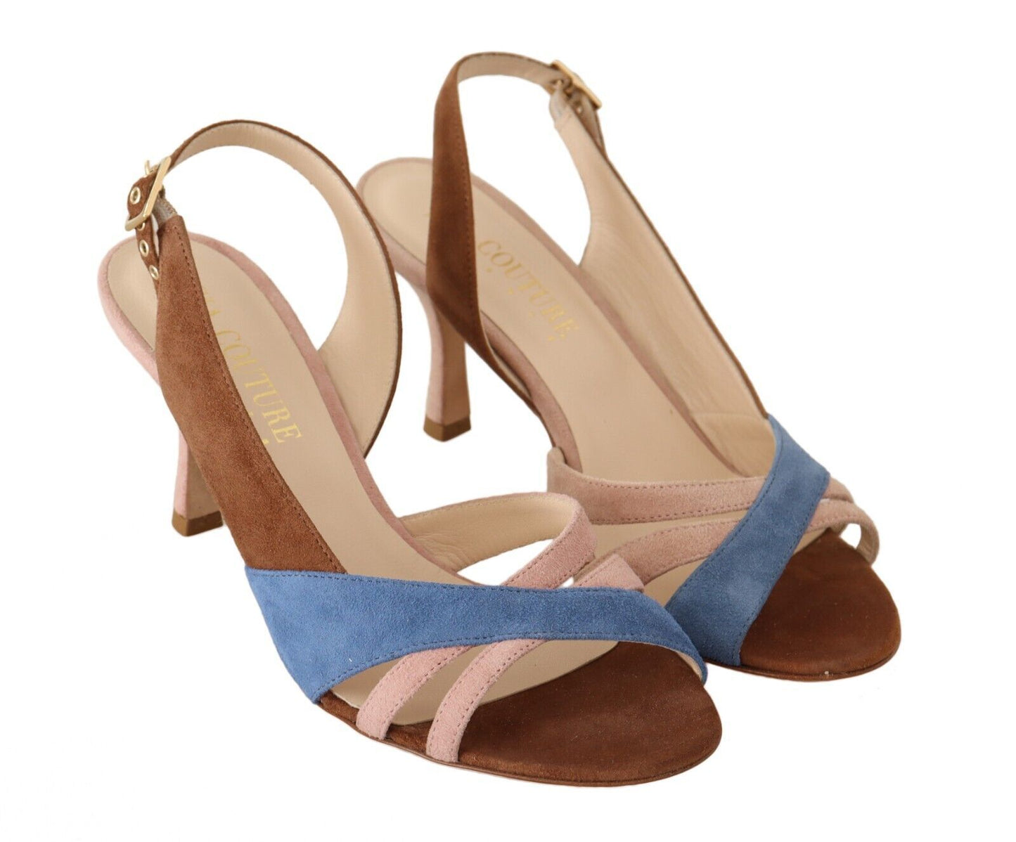 Chic Multicolor Suede Slingback Heel Sandals