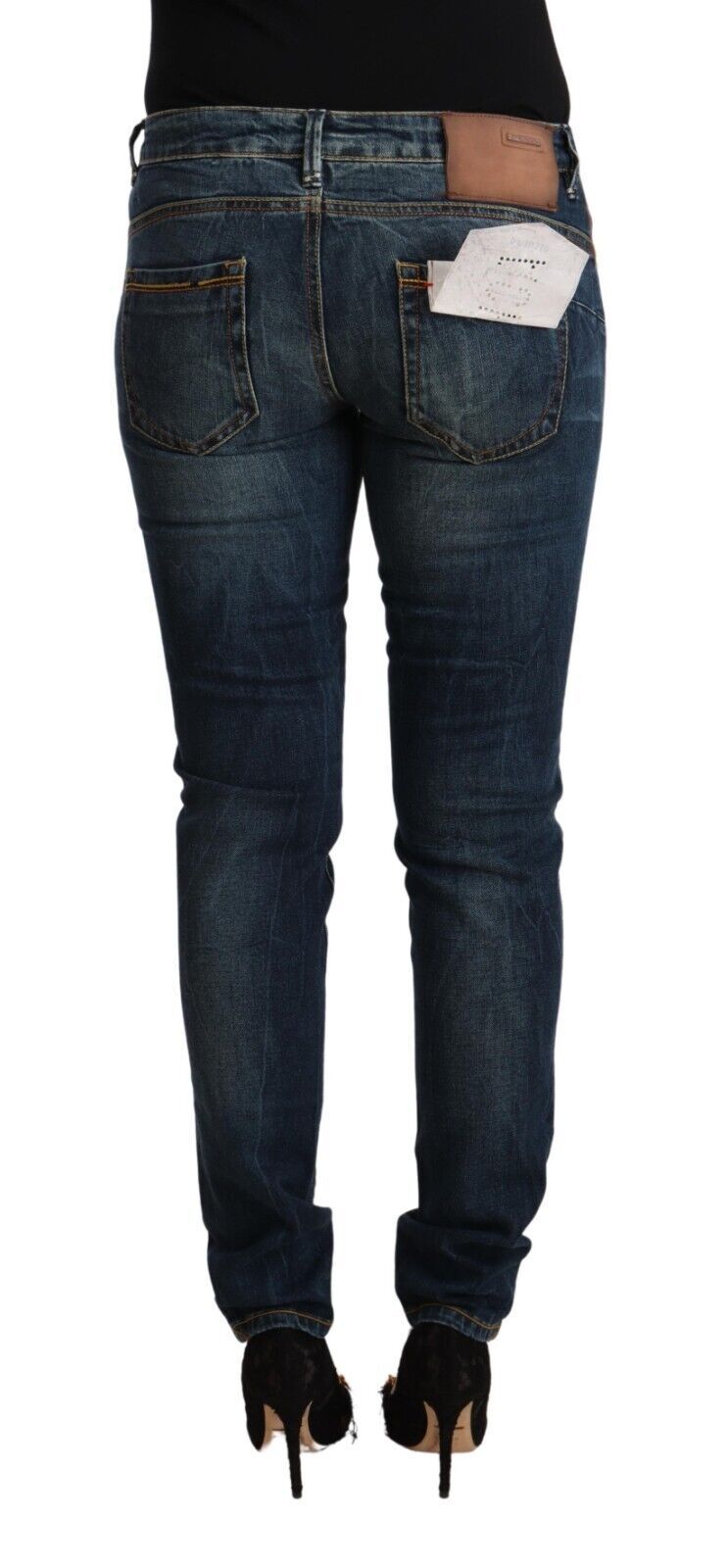 Blue Washed Cotton Low Waist Slim Fit Denim Jeans