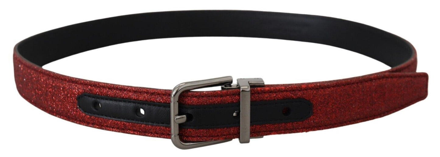 Elegant Red Leather Classic Belt