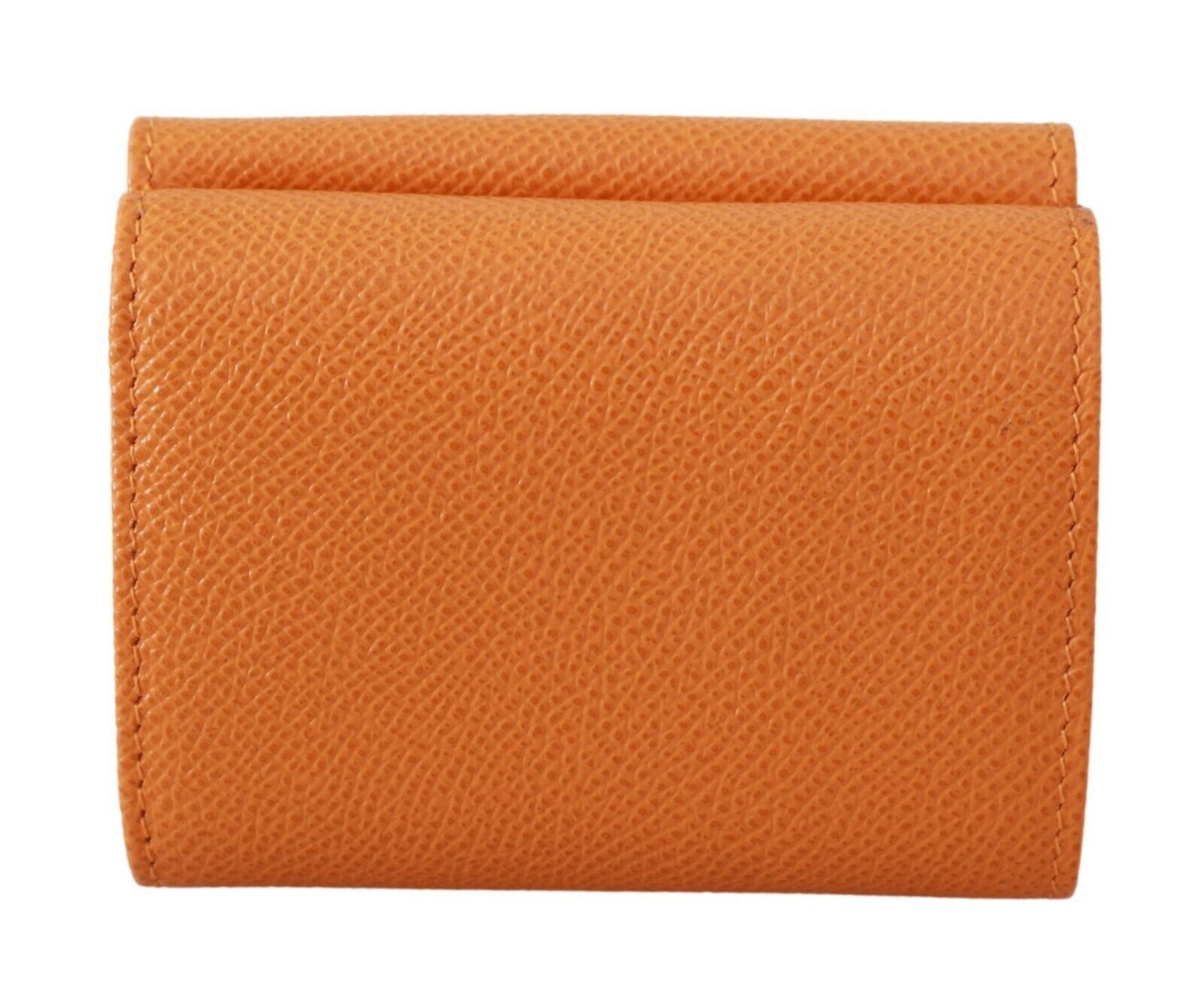 Chic Orange Leather Trifold Wallet