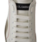 White and Gray Designer Leather Sneakers