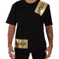 Elegant Black Cotton Tee with Gold Logo