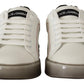 White and Gray Designer Leather Sneakers