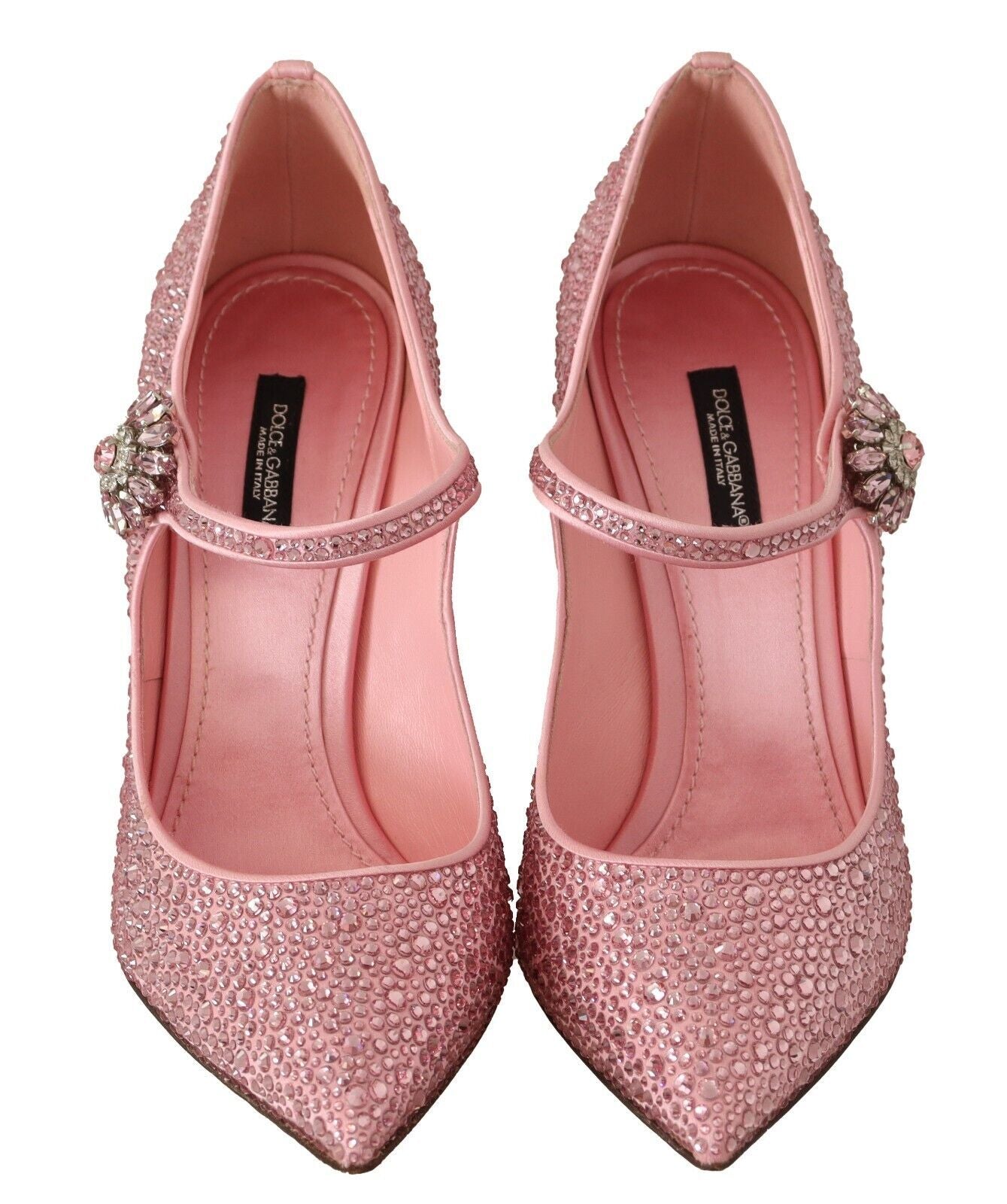 Crystal-Embellished Pink Silk Stilettos