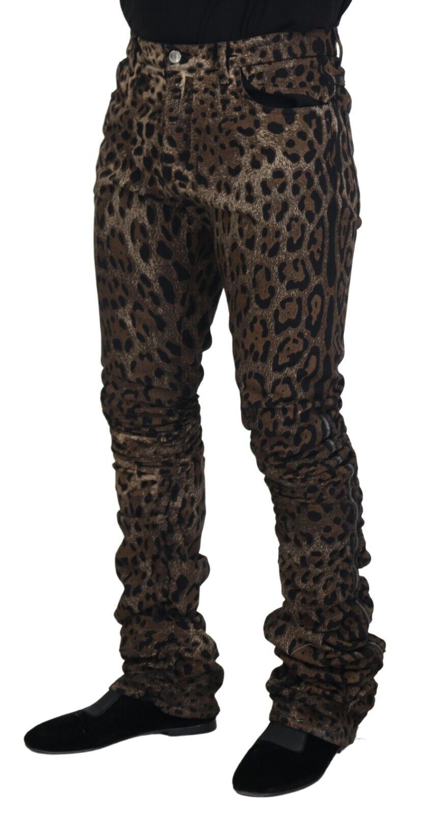 Exquisite Leopard Print Cotton Jeans