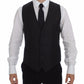 Gray Striped Wool Logo Vest Gilet Vests